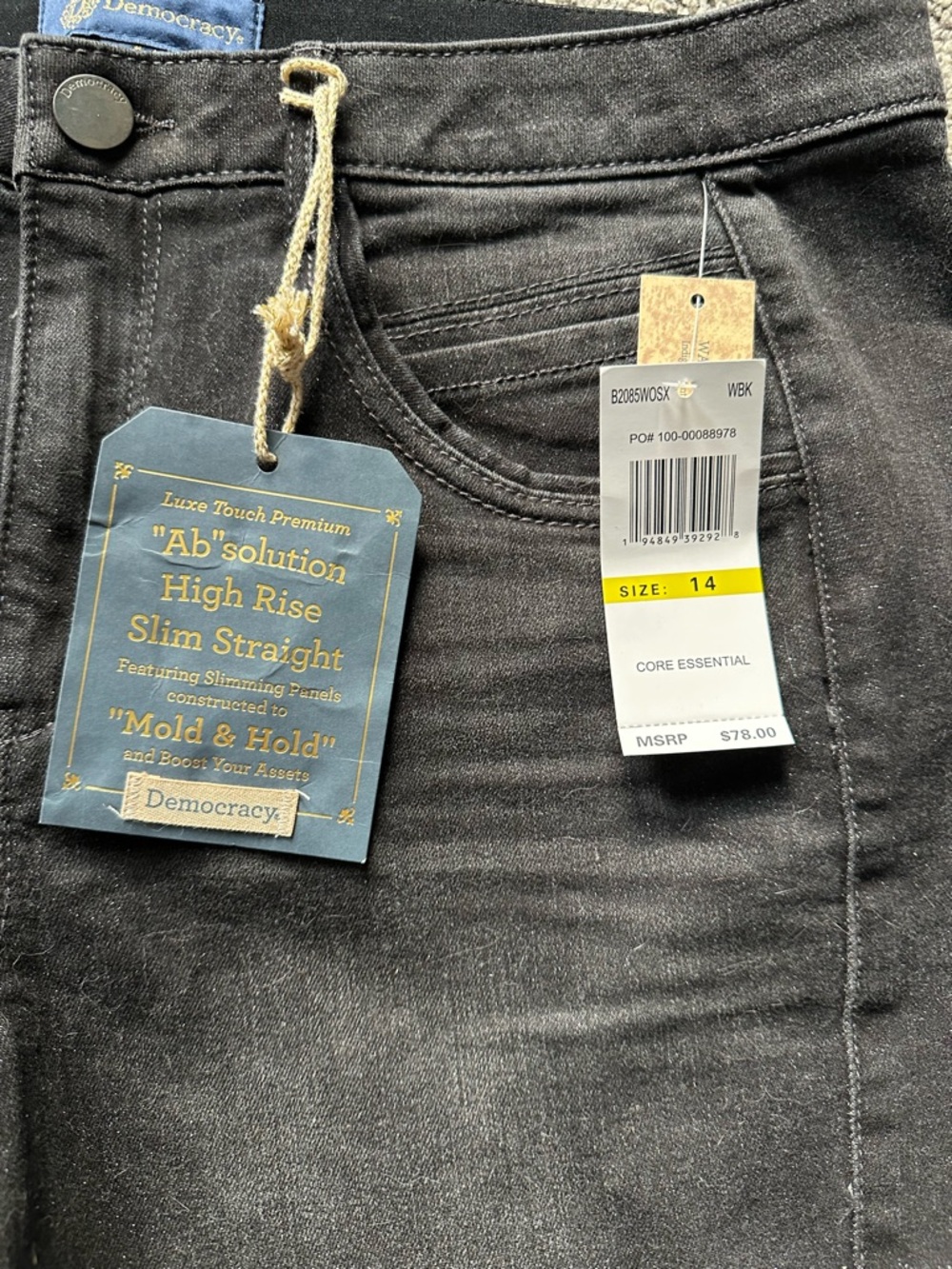 Democracy Black High-Rise Slim Straight Jeans - Picture 3 of 4